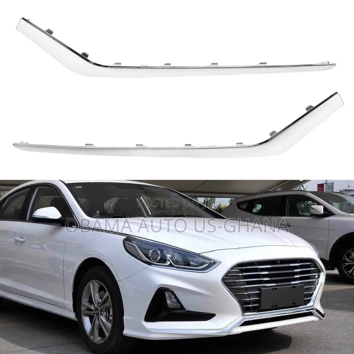 Hyundai Sonata 2018 2019 Front Bumper Chrome Shining Trim Fog Moulding
