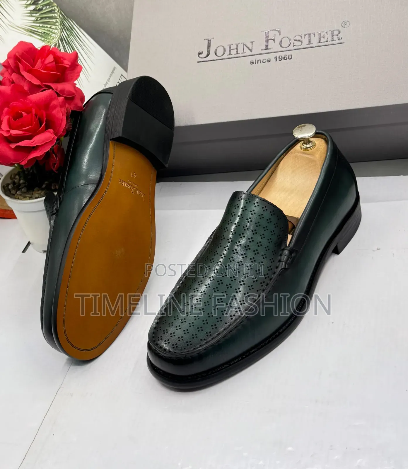 John Forster Olive Green Executive Men's Durable Leather Shoes