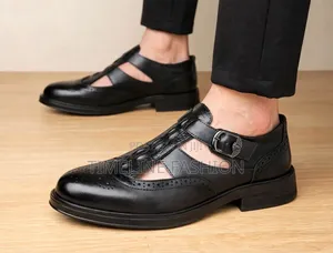 Versace Durable Leather Men's Shoe Sandals Black 39-46