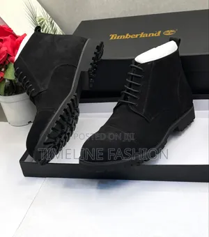 All Black TIMBERLAND Suede Leather Lace Up Ankle Boots