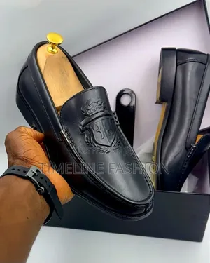 Quality Billionaire Men's Black Durable Leather Penny Loafer Shoes