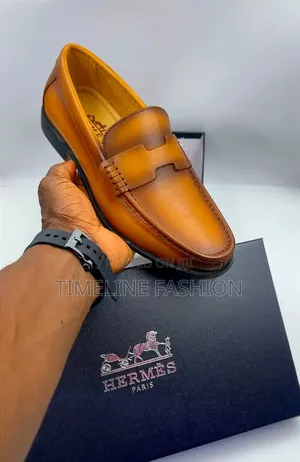 Hermes Brown Leather Men's Easy Fix Shoes 39-46