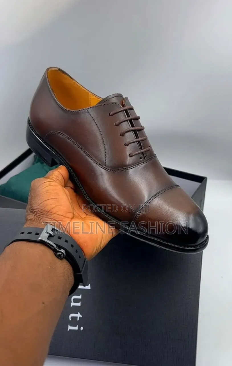 Coffee Brown Berluti Men's Toe Cap Shoes