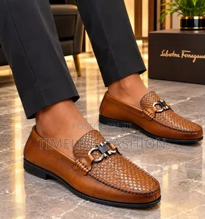 Salvatore Ferragamo Brown Leather Men's Easy Wear Shoes