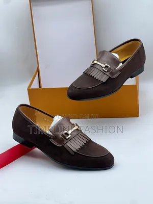Louis Vuitton Coffee Brown Executive Men's Suede Leather Shoes