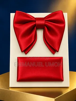 Classy Red Satin Butterfly Bow Tie With Pocket Kerchief