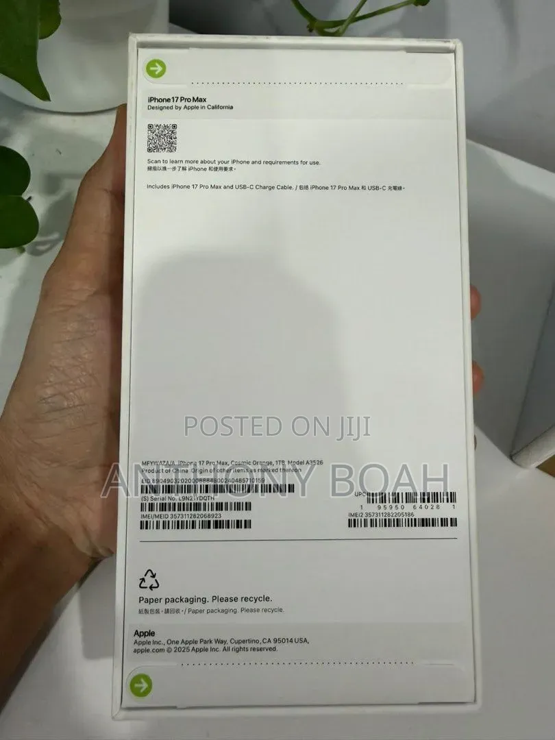 New Apple iPhone 17 Pro Max 1 TB Orange