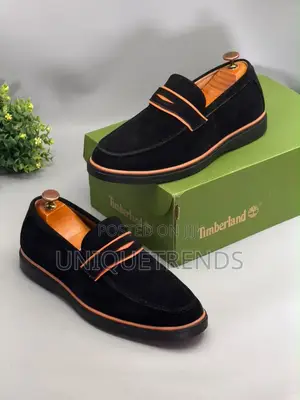 Classy TIMBERLAND Men's Loafers (Black/Orange) – Original Quality