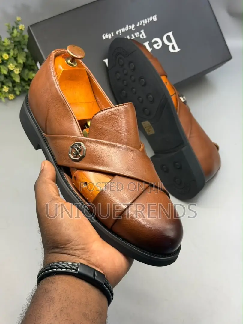 Exclusive BERLUTI Men's Leather Cross-Strap Sandals – Brand New