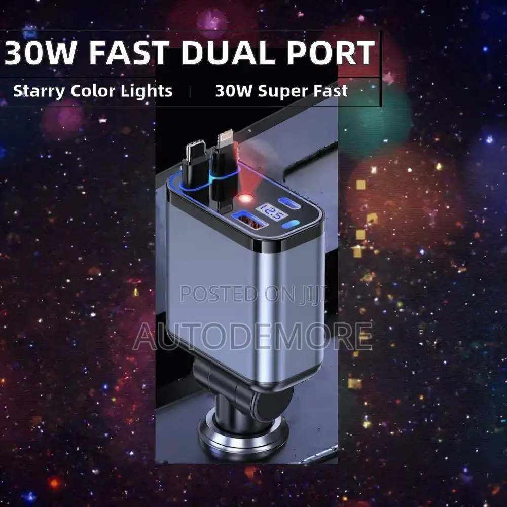 Multi-Port Fast Car Charger With Star Light