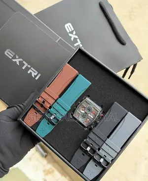 Extri Swiss Made Analog Chronograph 4 Silicon Straps Full Package