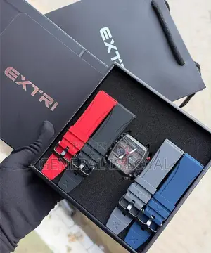 Extri Swiss Made Analog Chronograph 4 Silicon Straps Full Package