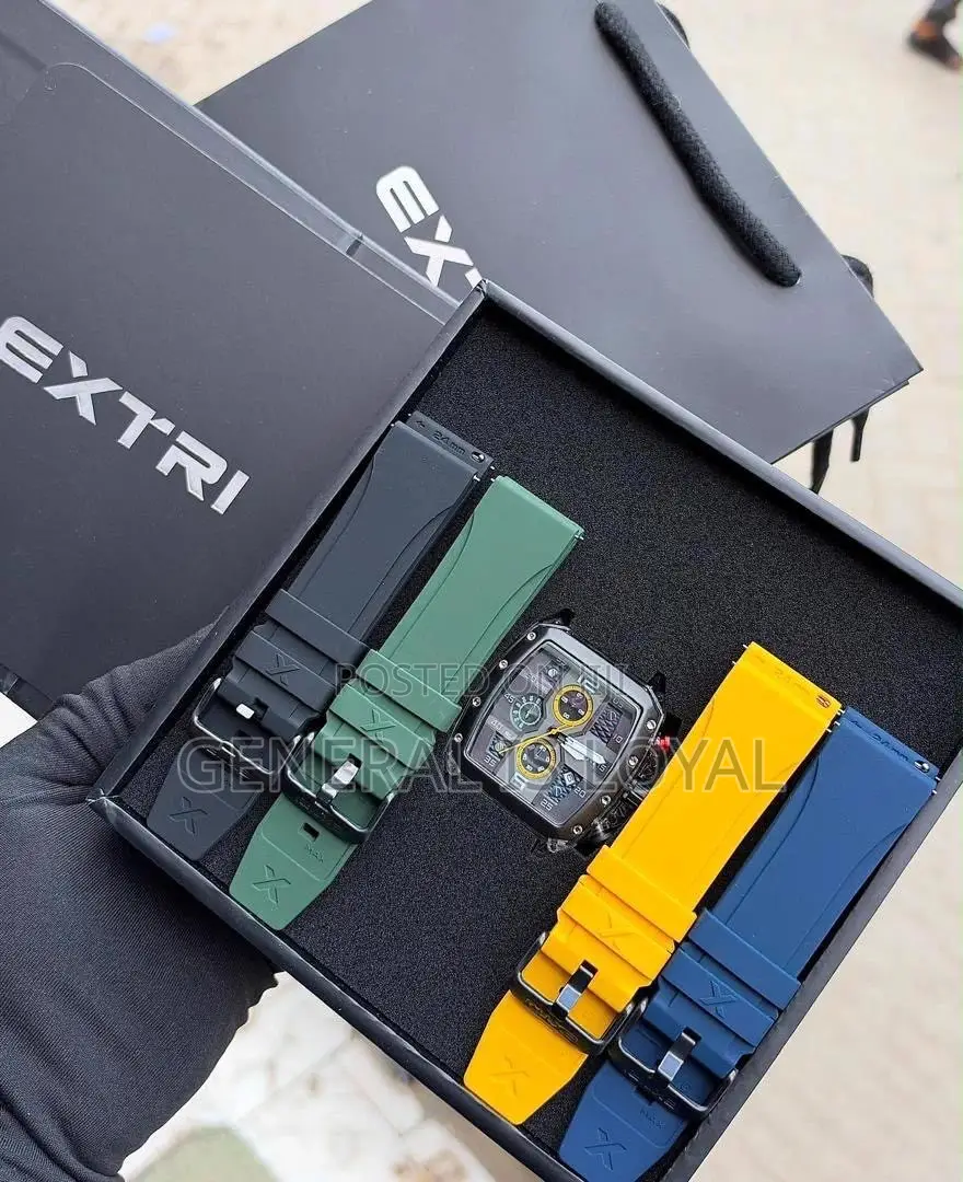 Extri Swiss Made Analog Chronograph 4 Silicon Straps Full Package