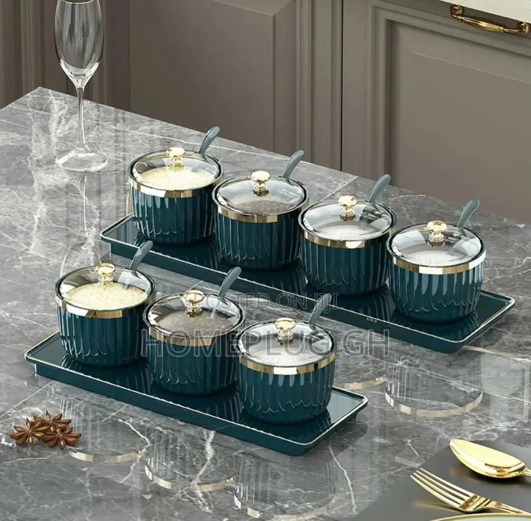 Teal Ceramic Condiment Jar Set