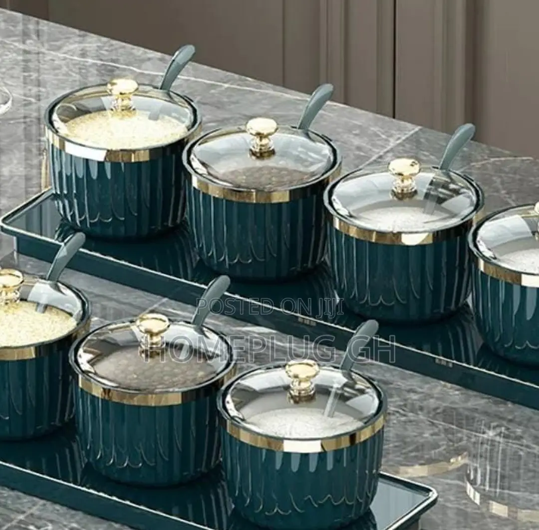 Teal Ceramic Condiment Jar Set