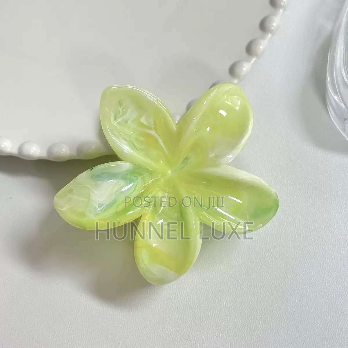 Marble Design Hawaiian Plumeria Flower Claw Clip