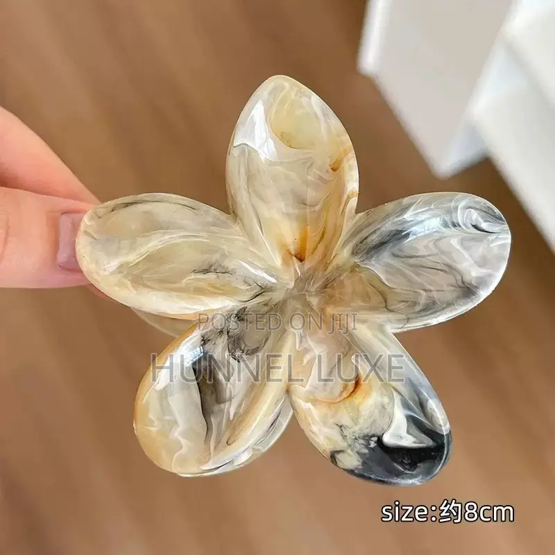 Marble Design Hawaiian Plumeria Flower Claw Clip