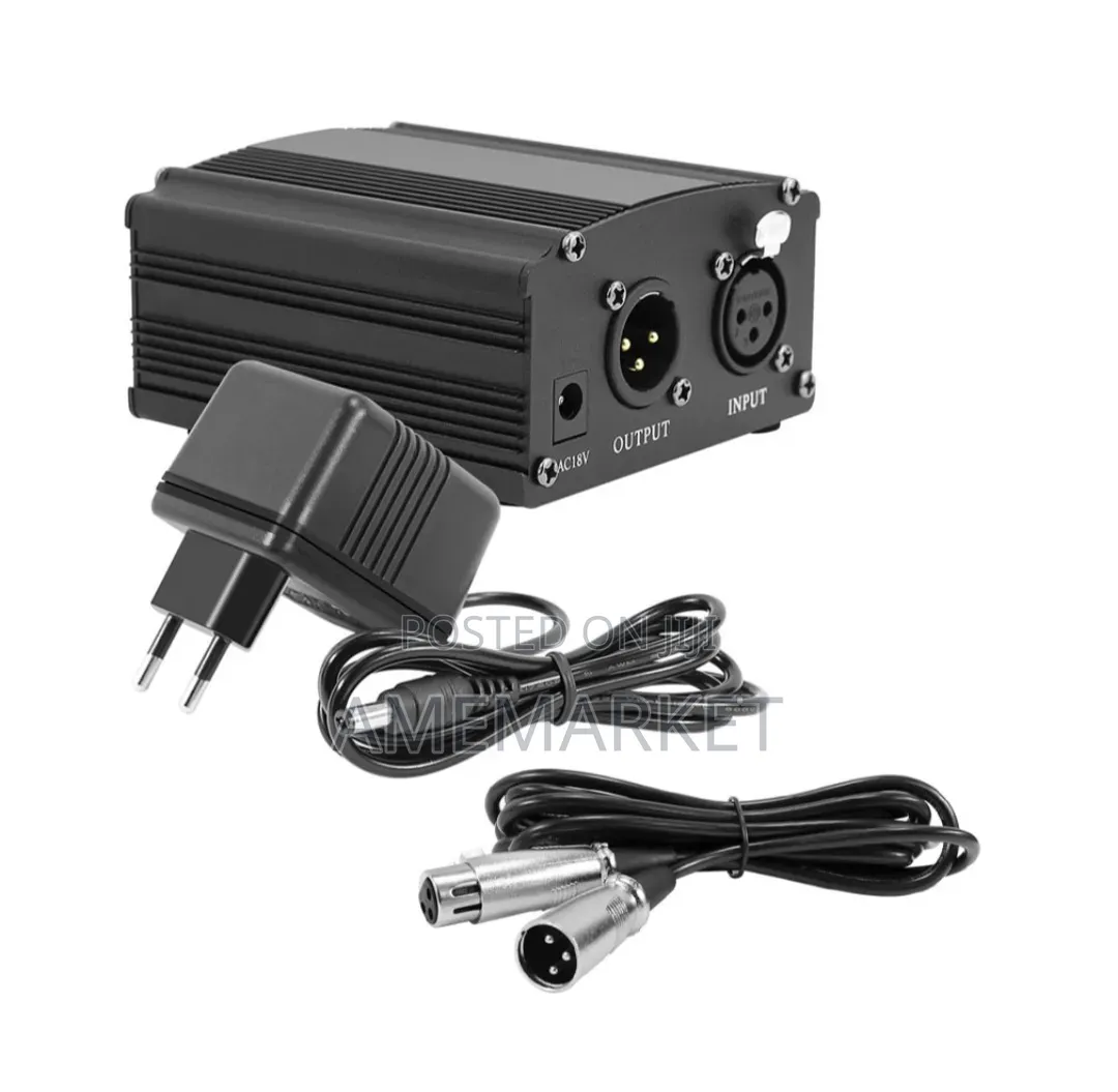 18V Phantom Power Supply for Condenser Microphones With XLR Cable