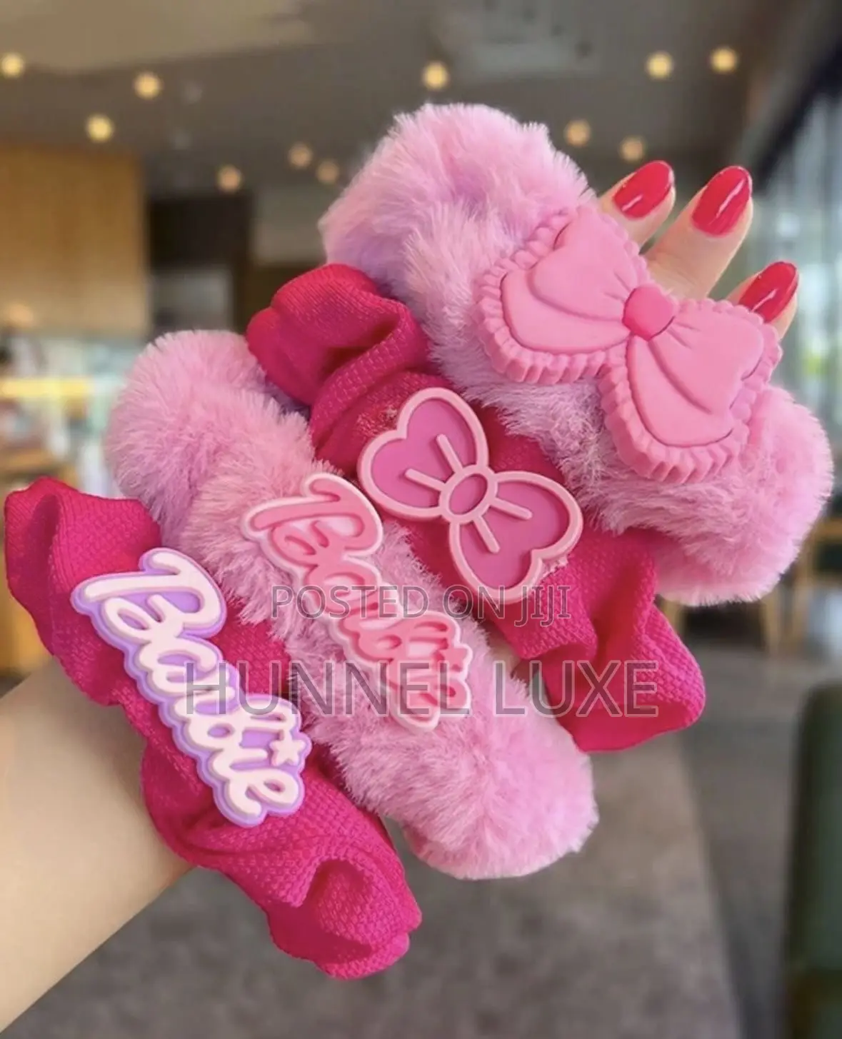 Pink Barbie Plush Scrunchie
