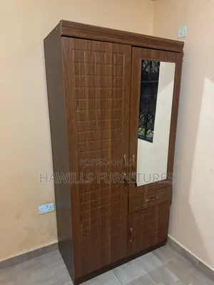 2-Doors Wooden Brown Wardrobe