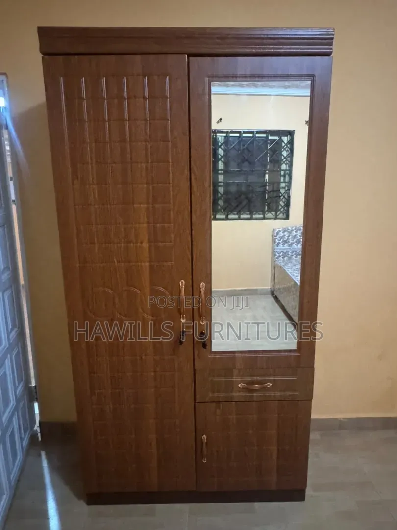 2-Doors Wooden Brown Wardrobe