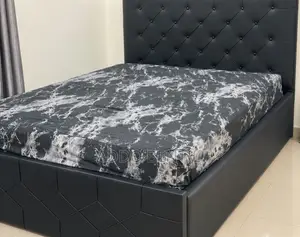 Luxury Black Leather Bed With Foreign Mattress