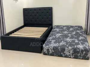 Luxury Black Leather Bed With Foreign Mattress