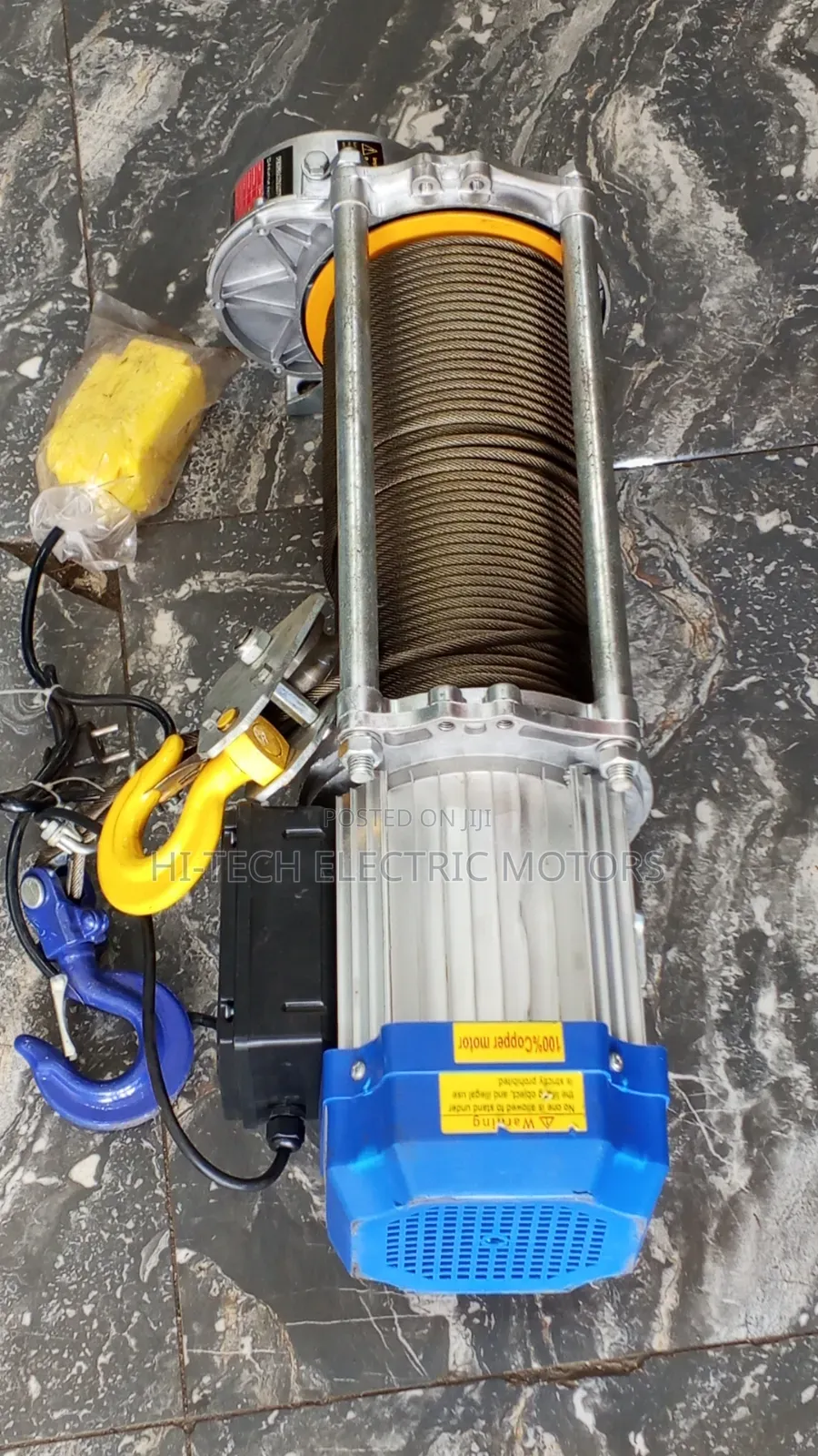 2 Ton Electric Hoist / Winch – 100m Steel Wire Rope – 5kW Motor