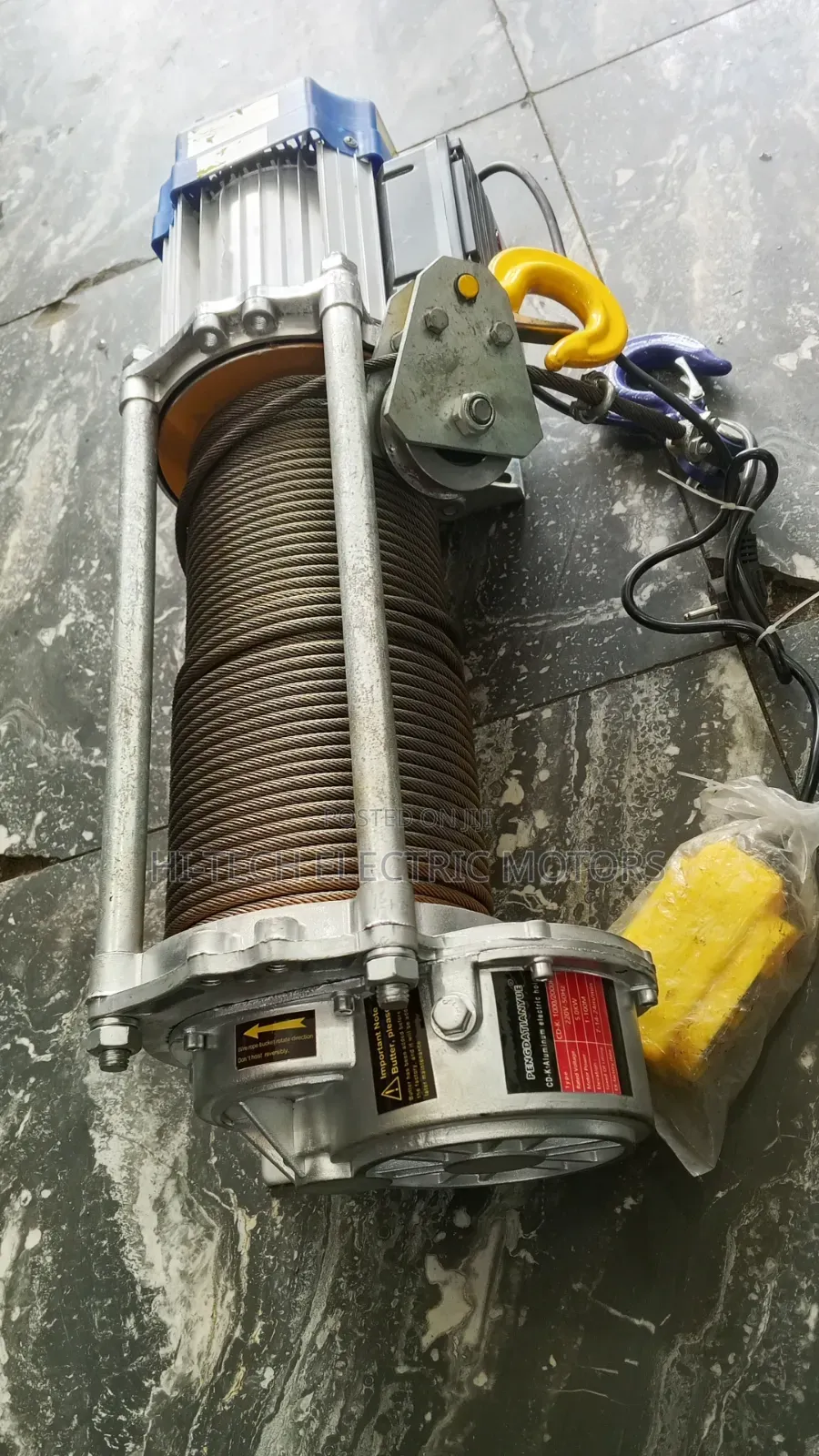 2 Ton Electric Hoist / Winch – 100m Steel Wire Rope – 5kW Motor