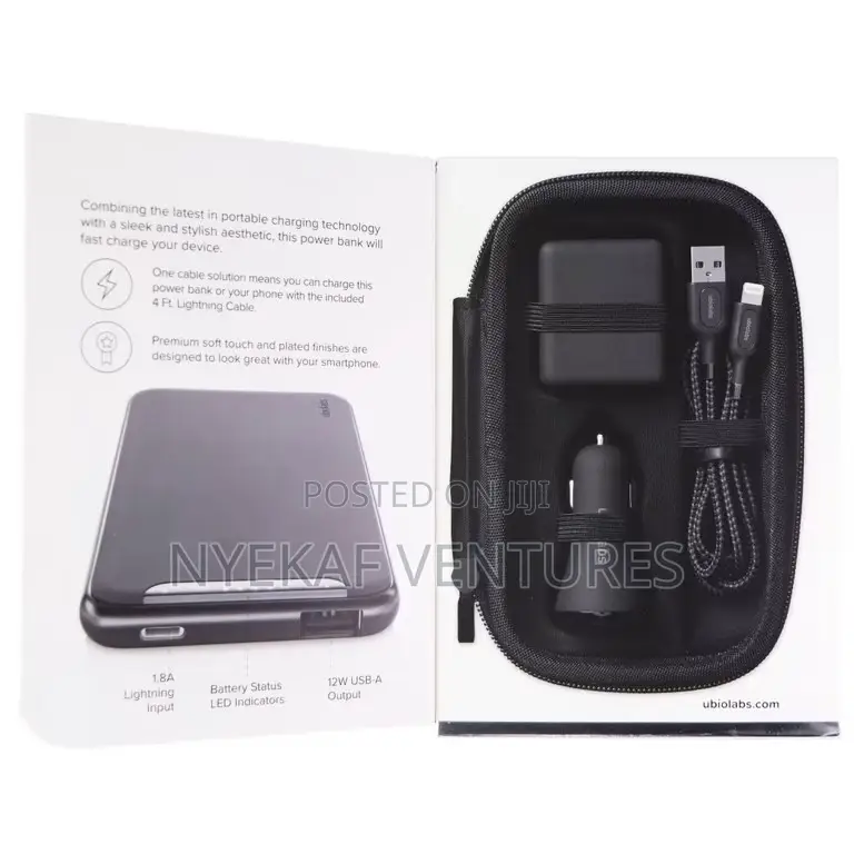 Ubiolabs Portable Charger Bundle With 6,000mAh Battery - Black