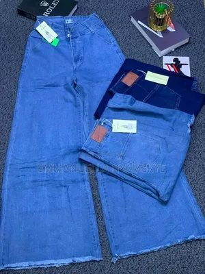 High-Waisted Wide Leg Denim Jeans