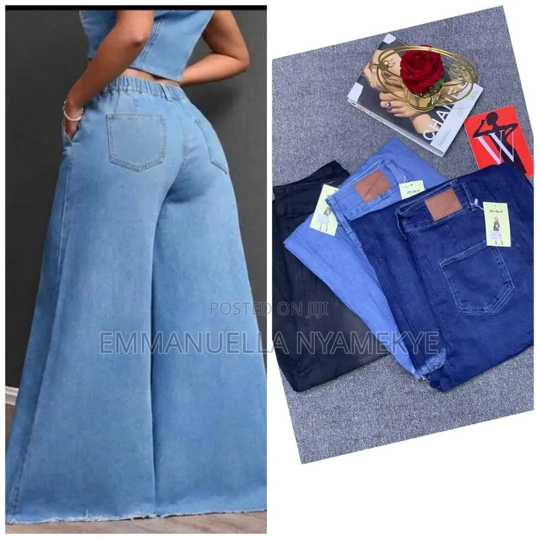 High-Waisted Wide Leg Denim Jeans