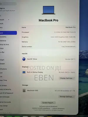 Laptop Apple MacBook Pro 2019 16GB Intel Core i9 SSD 1T
