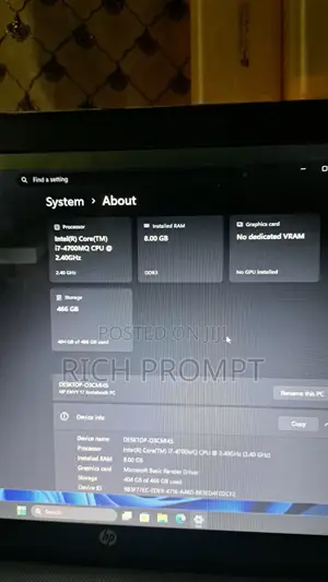 Laptop HP Envy 17 8GB Intel Core i7 HDD 500GB