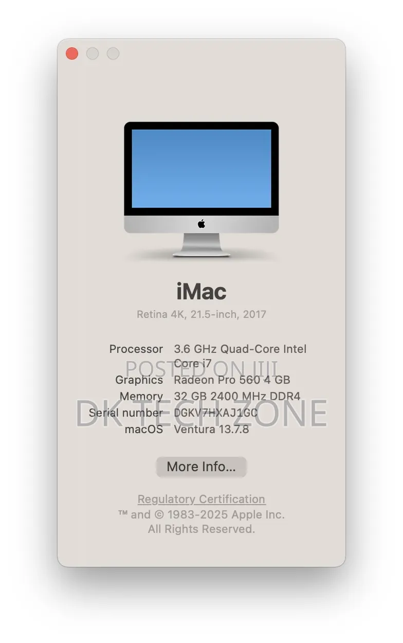Desktop Computer Apple iMac 32GB Intel Core i7 SSD 1T