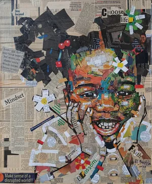 Handmade Newspaper Artwork on Canvas