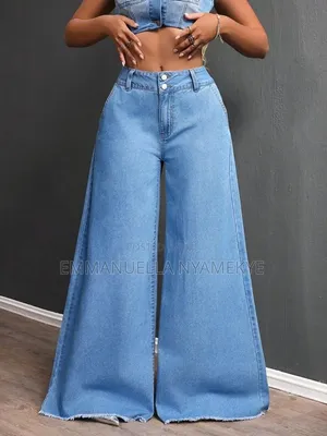 High-Waisted Wide Leg Denim Jeans
