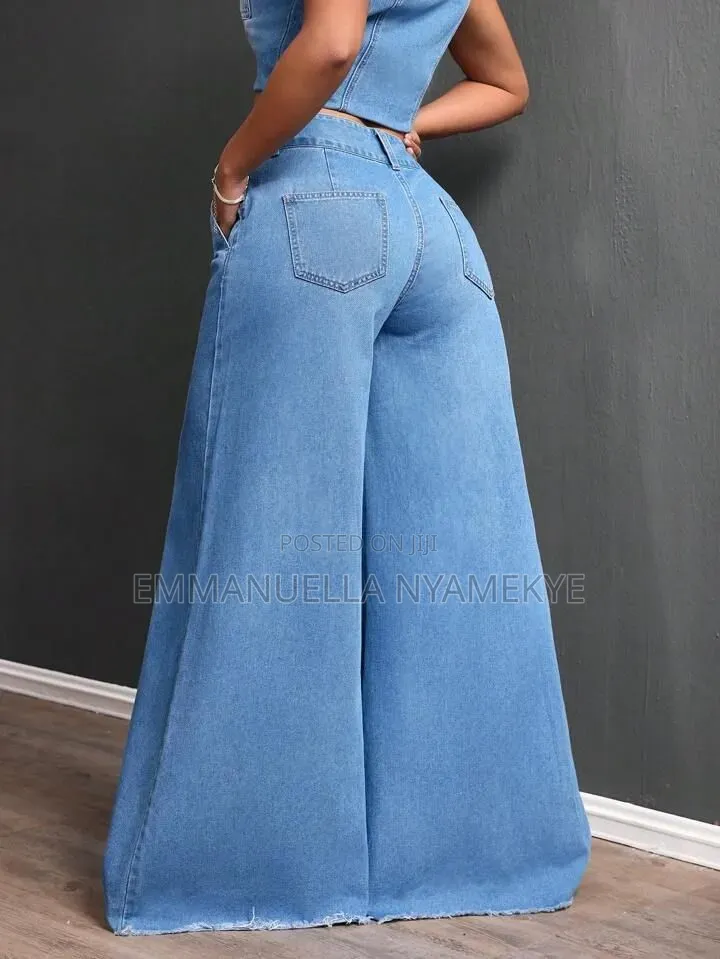 High-Waisted Wide Leg Denim Jeans