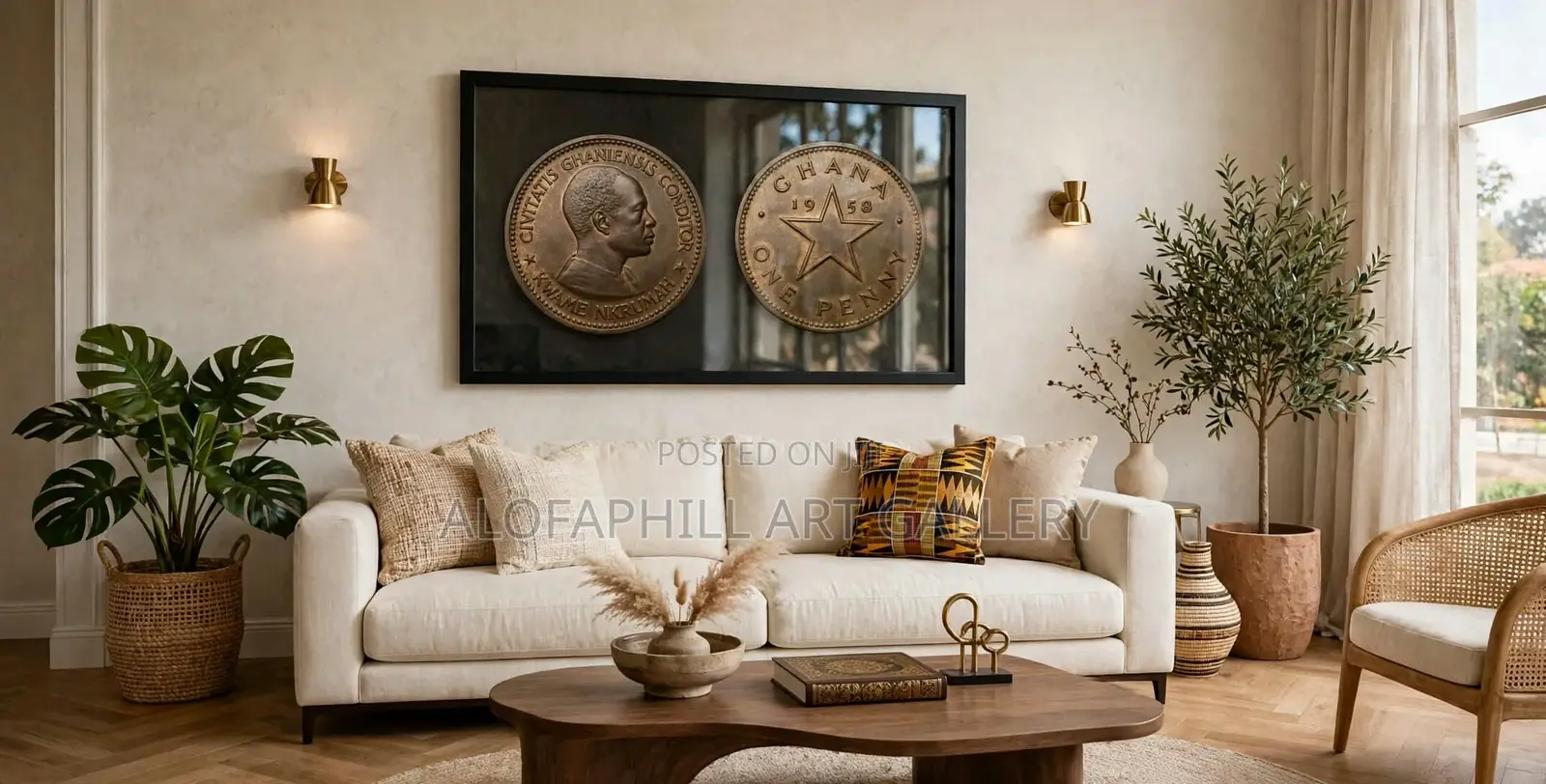 Kwame Nkrumah 1958 Ghana One Penny - Luxury Heritage Framed Wall Art