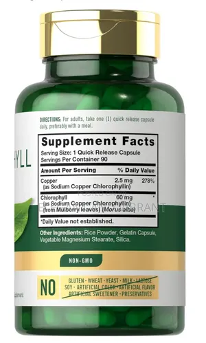 Chlorophyll Capsules | 60mg | 90 Complex Pills | With Copper