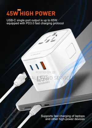3 USB Ports 45W GaN Travel Adapter Z8 Type-C Output Up to 65W