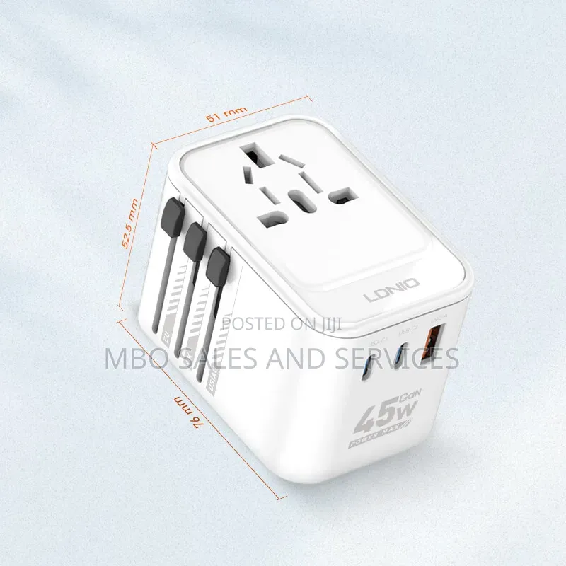 3 USB Ports 45W GaN Travel Adapter Z8 Type-C Output Up to 65W