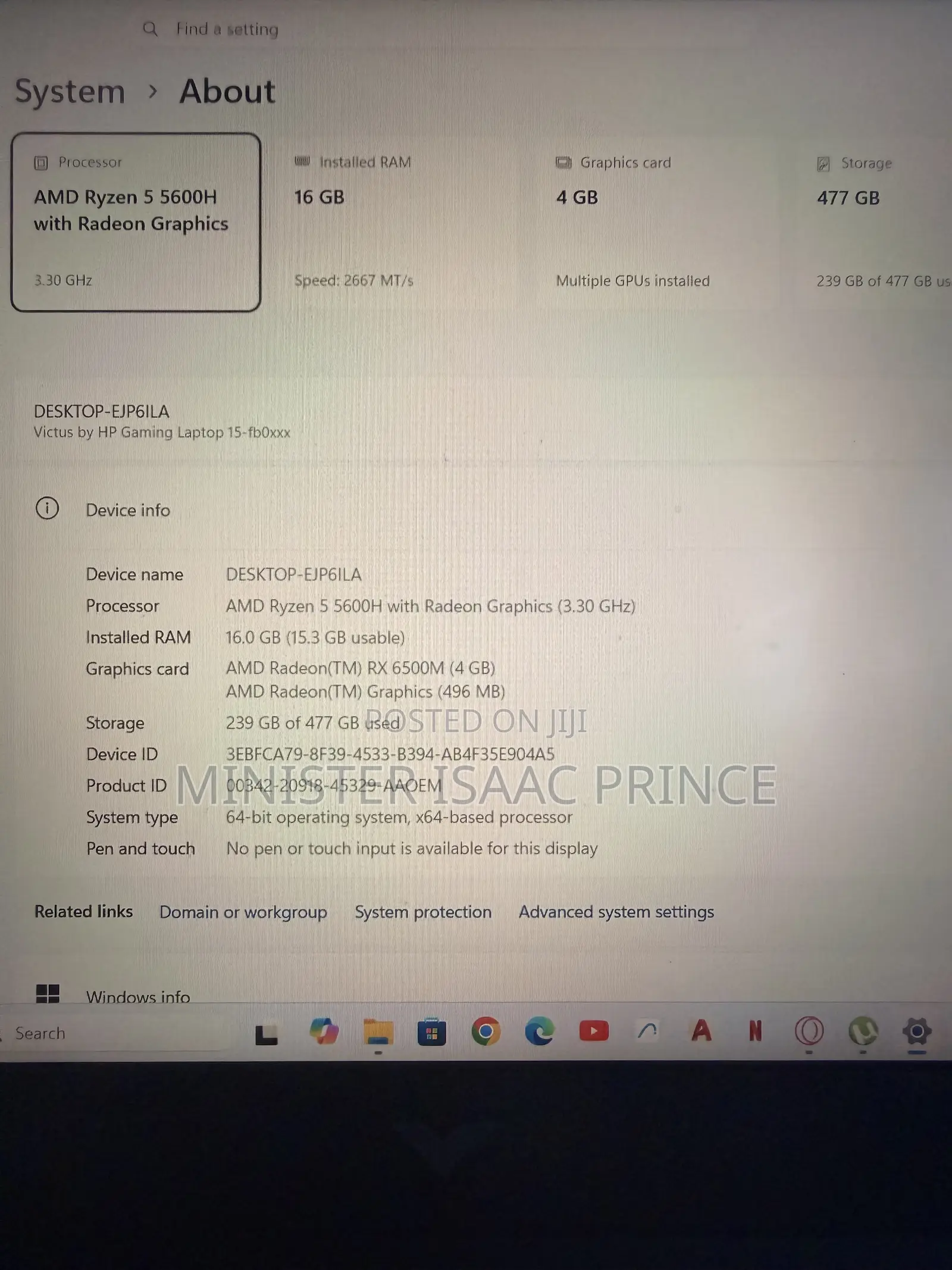 Laptop HP Victus 15 16GB AMD Ryzen 5 SSD 512GB