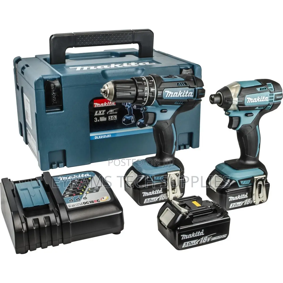 Makita 18 Volt Cordless Twin Pack 3 X 3Ah + 216 Piece Accessory Pack
