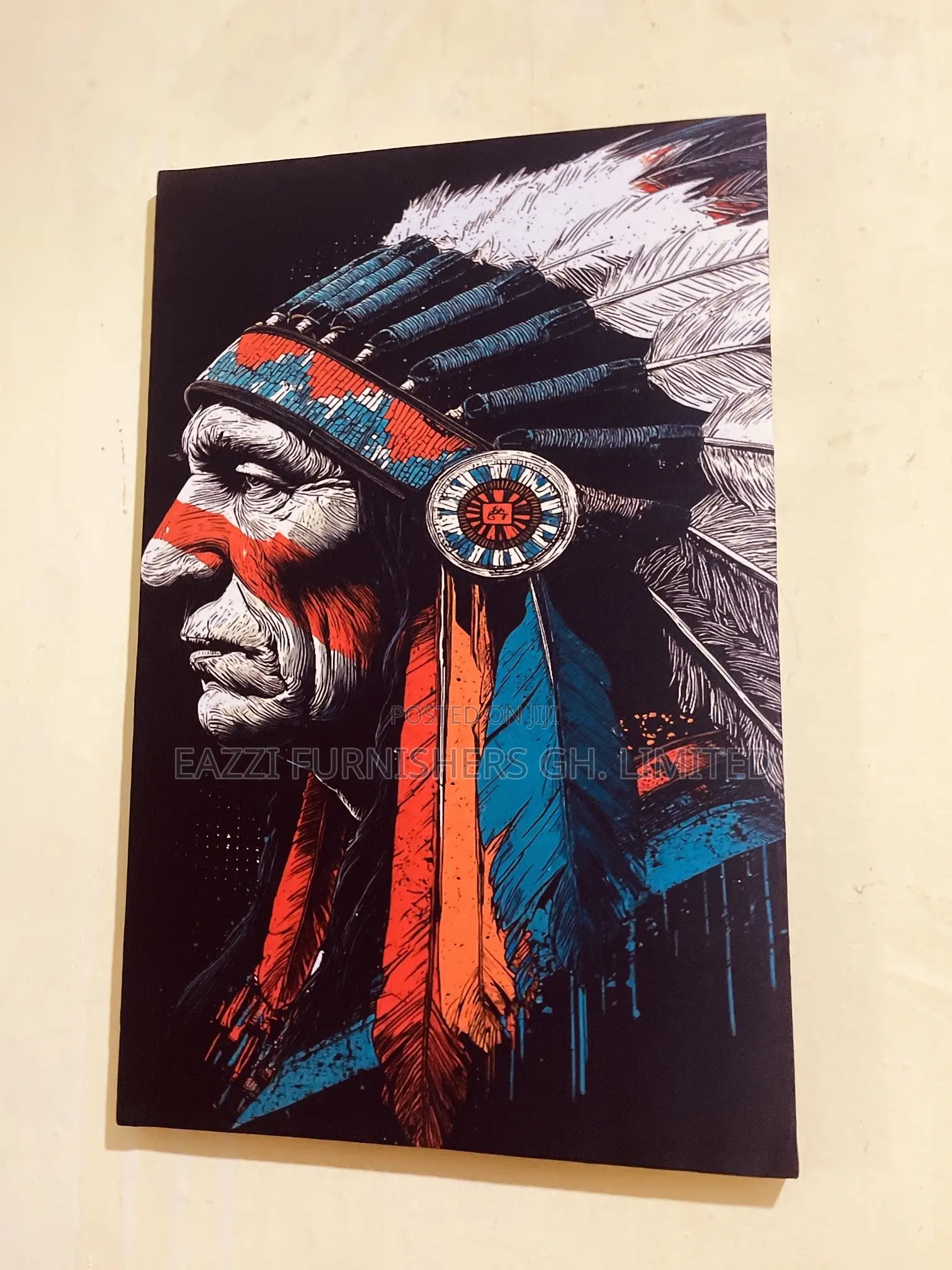 The Real Canvas Print Vibrant Art Portrait of a Native American Chief