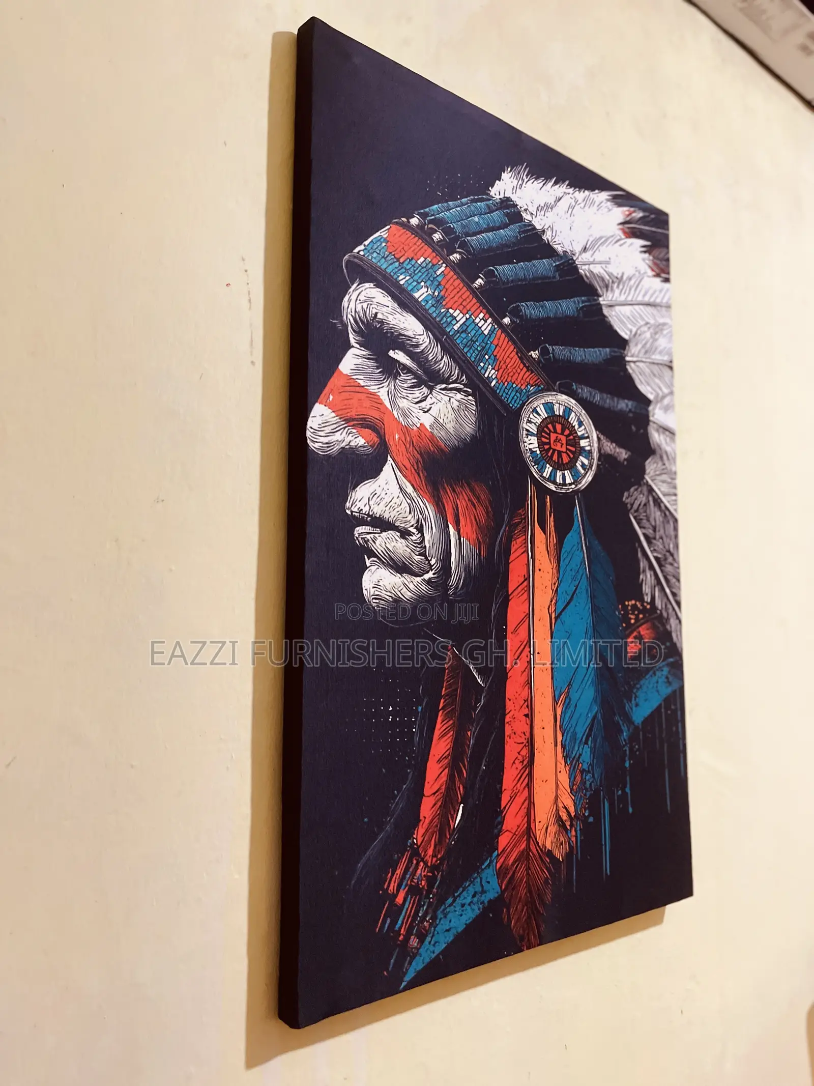 The Real Canvas Print Vibrant Art Portrait of a Native American Chief