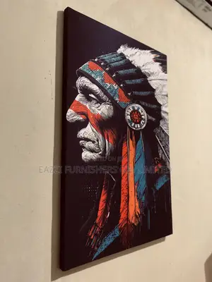 The Real Canvas Print Vibrant Art Portrait of a Native American Chief