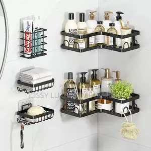 Bathroom Corner Storage Rack – Space Saver (Black)