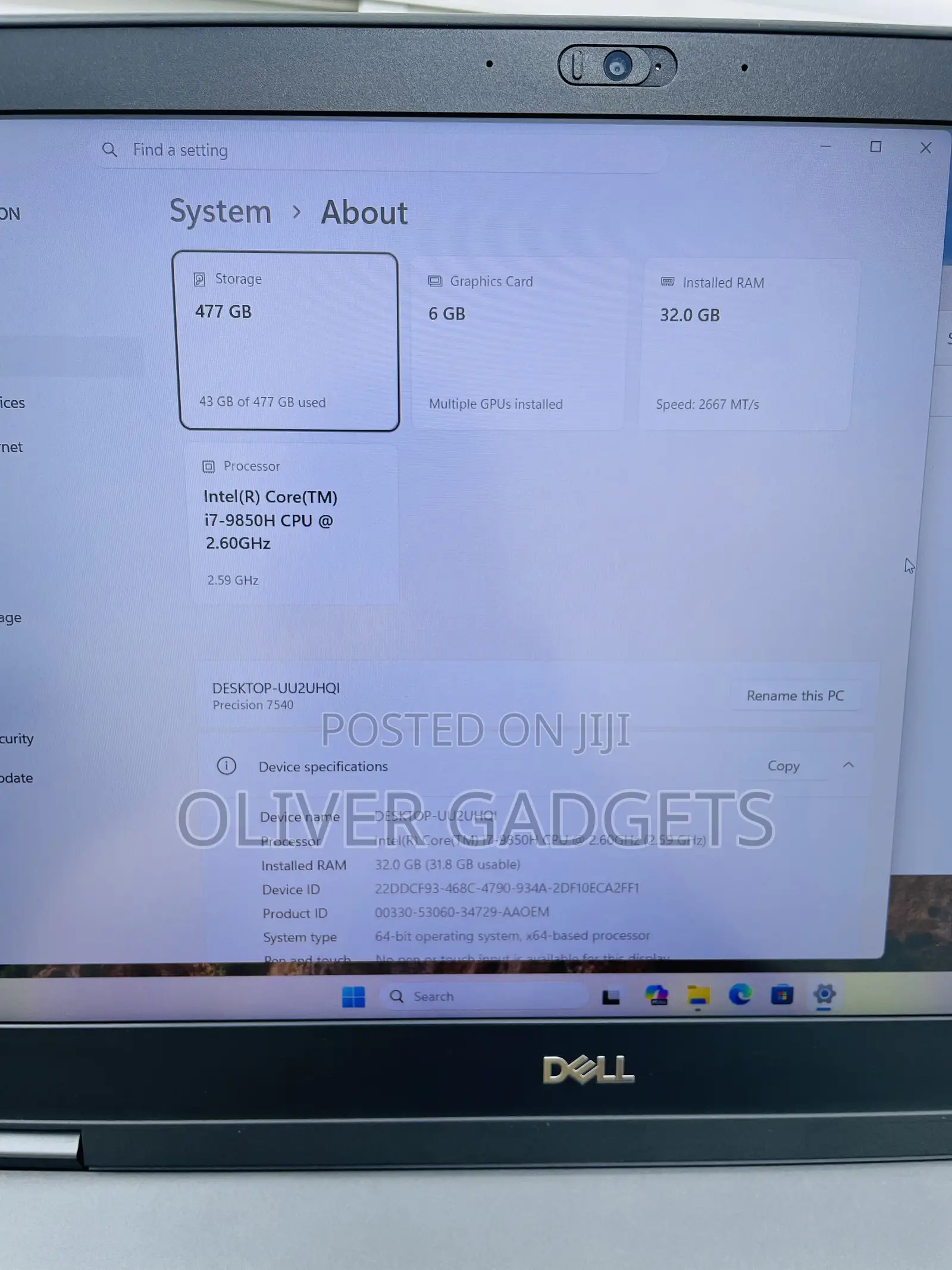 Laptop Dell Precision 7540 32GB Intel Core i7 SSD 512GB
