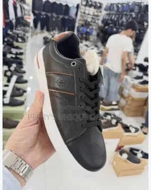 High-Quality Men's Black Casual Leather Sneakers With White Sole